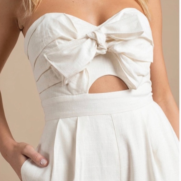 ASTR The Label Mara Tie-Front White Linen Jumpsuit Size Medium - Picture 3 of 7